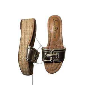 Sam Edelman Metallic Gold Platform Slide Sandals